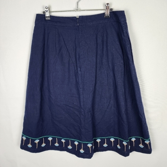 Boden Brooke Linen Blend Embroidered Midi Skirt SIZE 8 - Picture 4 of 7